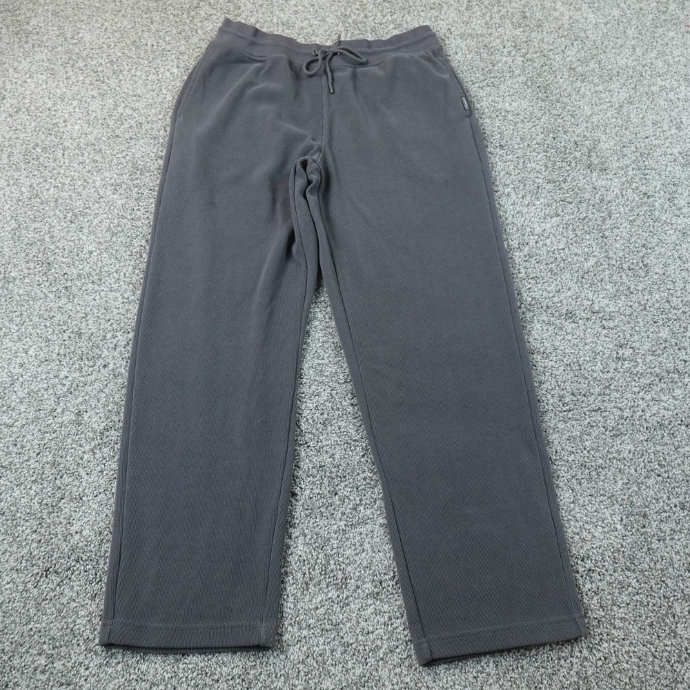 Eddie Bauer Sweatpants Mens L Gray Waffle Knit Lounge Jogger Drawstring Thermal